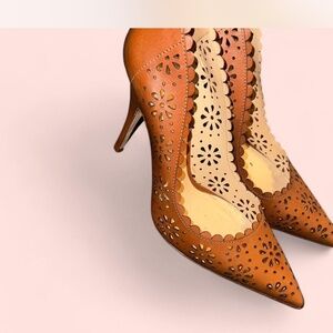 Brand new Kate spade high heel brown laser cut pumps
